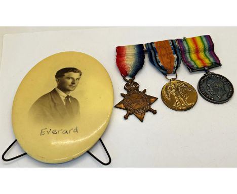 1914-15 star 14-18 war and victory Medal 2838 PTE EJ Pope 9/BN A.T.F. with portrait 