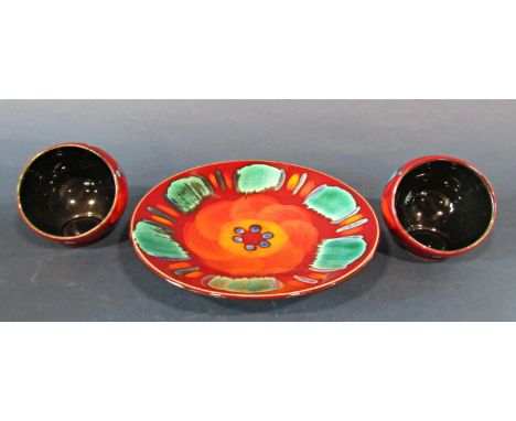 A collection of Poole Pottery including a dish, oviform vase, bowls, together with Wedgwood jasperware vase and other pieces 
