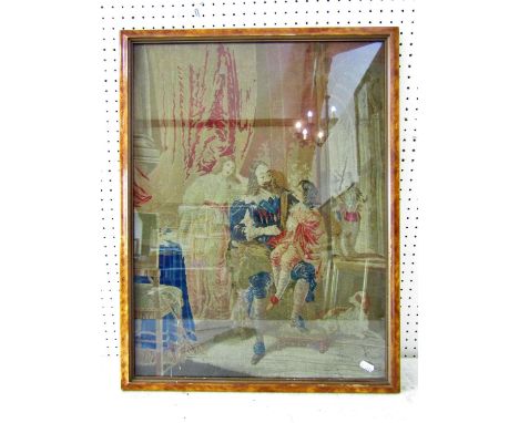 Three 19th Century Works to Include: Victorian tapestry of King Charles I and his family in birdseye maple veneer frame, 45 x