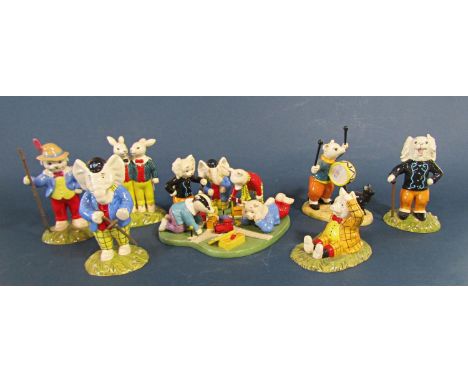 Collection of Royal Doulton Rupert Bear pieces the majority with boxes including Podgy, Algy Pug, Edward Trunk, etc (7) 