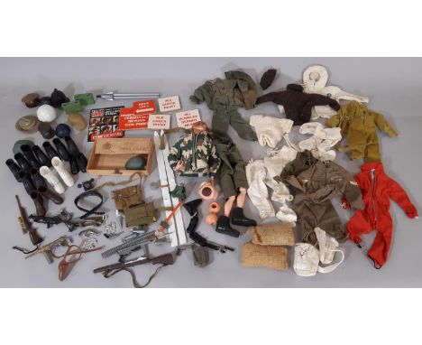 Collection of Action Man clothing and accessories and an Action Man doll by Palitoy ©1964 (in pieces) 