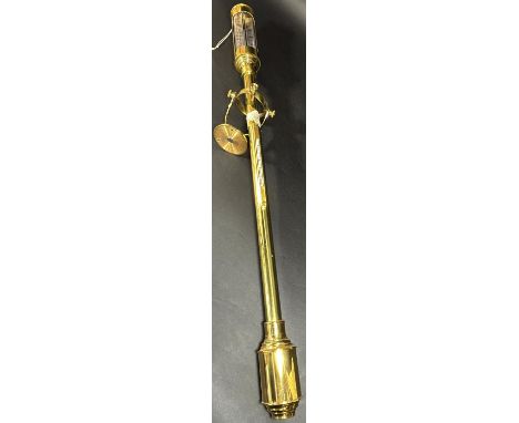 A good quality reproduction marine stick barometer, brass cased with gimble by Sewills of Liverpool 