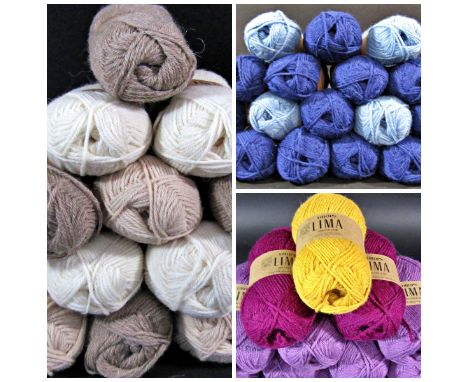 60+ Drops 'Lima' alpaca/wool mix balls of wool, various colours including dark blue x 18 and mauve x 15, each 50g. In excess 