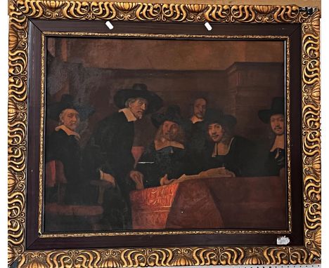 Franz Hanfstaengl After Rembrandt Harmenszoon van Rijn - 'De Staalmeesters', reproduction print, label verso inscribed 'Origi