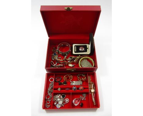 Mixed collection of jewellery to include an Ernest Borel 18ct ladies watch with rolled gold bracelet, a silver necklace with 