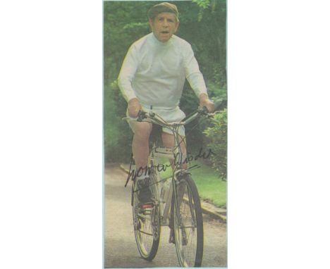 Norman Wisdom signed 6x3 colour magazine photo mounted on card. Norman Joseph Wisdom, OBE (4 February 1915 4 October 2010) wa