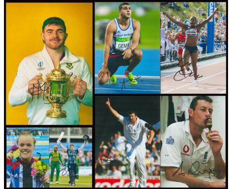 Sport collection 7 superb, signed colour photos includes great names such as Malcom Marx, Tammy Beaumont, Ashley Giles, Steve