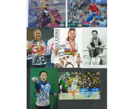 Olympics Collection of 7 Signed Small Photos. Signatures include Shin A Lam signed 6x4 colour photo, Nicole Cooke signed 6x4 