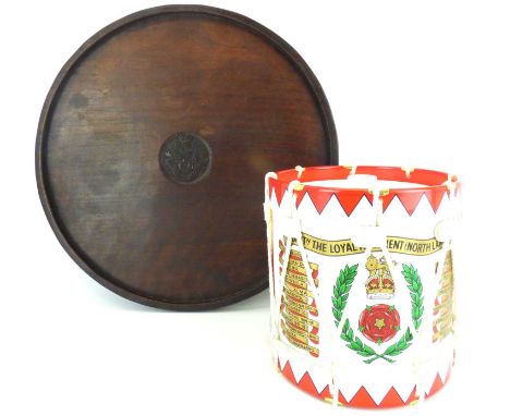 A The Loyal Regiment (North Lancashire) carved wooden circular tray with central carved cartouche depicting the emblem of the