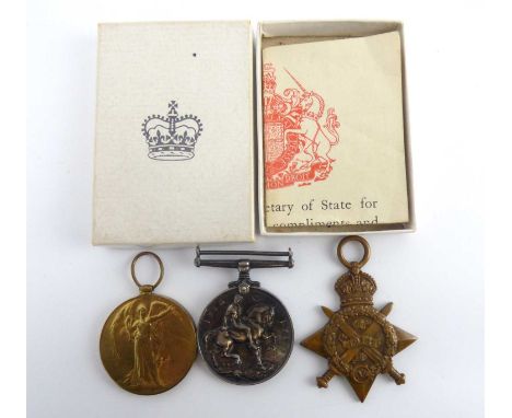 A group of three WWI medals comprising War Medal, Defence Medal and Mons 1914 Star, the Star inscribed Pte M.M. Sparshott S-2