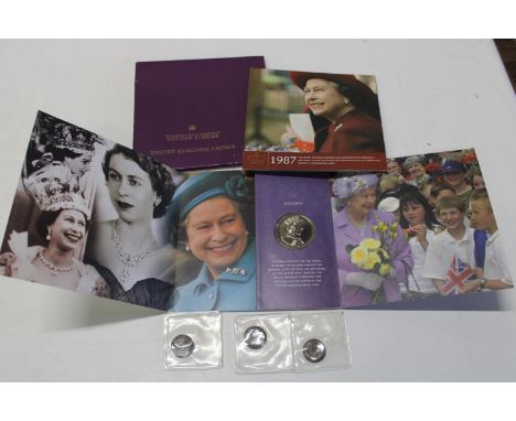 A Golden Jubilee crown and three vintage Farthings 