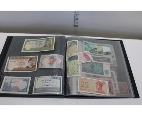 A selection of vintage world bank notes 