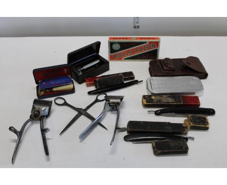 A collection of vintage razors ect. 