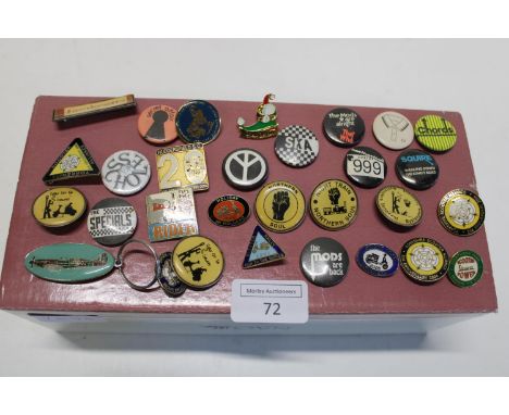 A job lot of assorted enamel badges including Mod, Ska and Scooter and others 