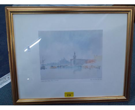 A print of Joseph Mallord William Turner's Venetian scene  The Pinta dela Salute, mounted in a modern gold frame, together wi