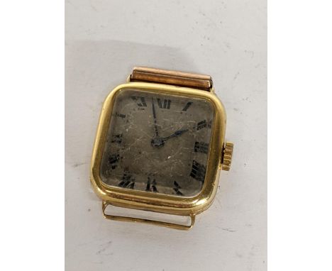 An early/mid 20th century 18ct gold ladies manual wind wristwatch, 14.4gLocation: 