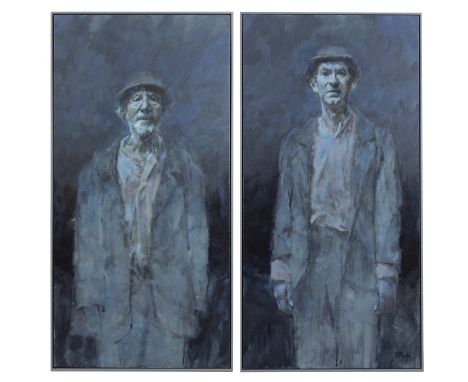 Cian McLoughlin (b.1973) Didi and Gogo Diptych, oil on canvas, 188 x 180cm Signed Provenance: The Shelbourne Hotel, Dublin.  