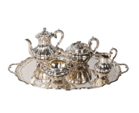 A Victorian three piece silver tea service, London c.1838/1839, Edward, Edward junior, John & William Barnard of rococo form,