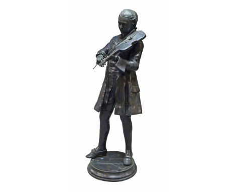 A bronzed metal  model of  the young Mozart, of recent manufacture, playing a violin, 154cm high  