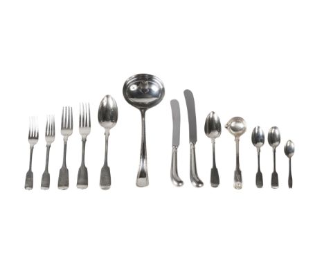 A large quantity of silver flatware, various dates and makers, to include twenty-seven table forks, fourteen dessert forks, e