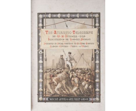 Russell(W.H.) The Atlantic Telegraph, coloured title, plan, 24 coloured plates,  original cloth, gilt, bit worn,new endpapers