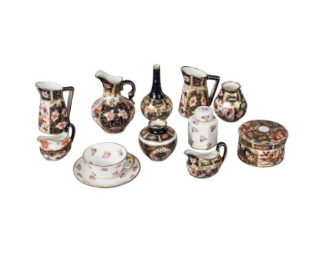 A Royal Crown Derby miniature ewer, 20th century, decorated in the Imari pattern, 6.5cm high together with a  collection of R