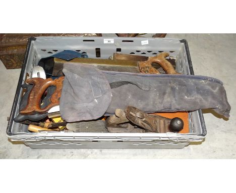 A collection of various hand tools. 
