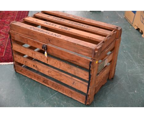 Vintage wooden crate, labelled Maryport Cumberland 
