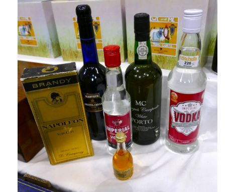 Vintage alcohol, Napoleon Brandy, Harvey's Bristol Cream, Imperial Vodka etc