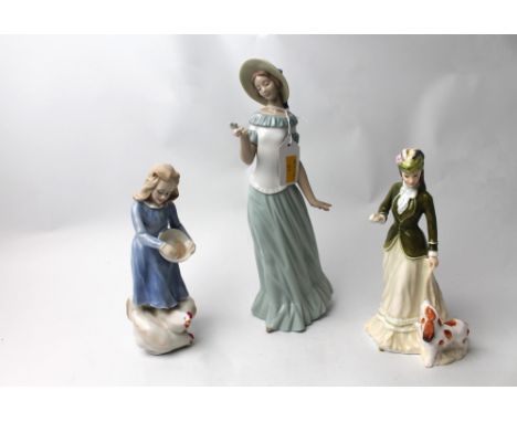 Royal Doulton figurine Sarah, Royal Doulton figurine Country Girl and Nao figurine 