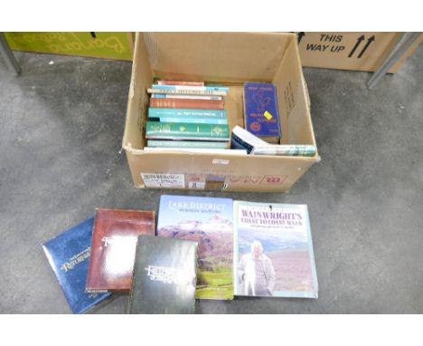 Box of books including Lake District interest and Lord of The Rings DVD set