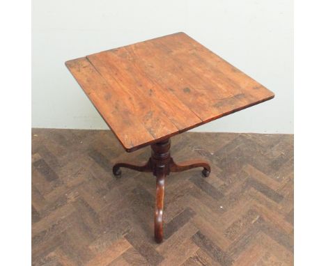 Victorian rectangular fruitwood snap top occasional table on pillar and tripod base 