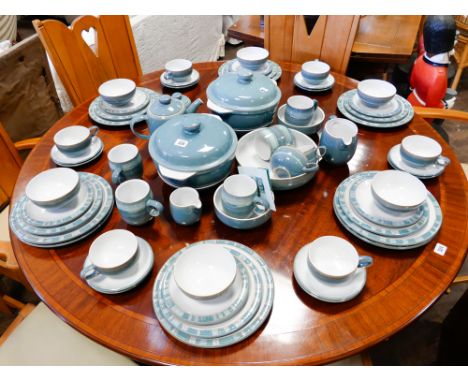 Large blue patterned Denby Azure dinner, tea and breakfast service for 6 people