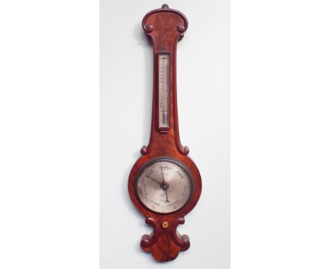 Early Victorian mahogany banjo wall barometer