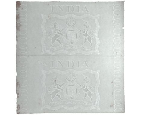 Government of India, an uncut pair of large format trial watermarks likely intended for use on financial documents such as bi