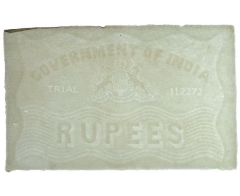 Government of India, a trial sheet of watermarked paper, c.1872, showing a watermark design that was never used, featuring th