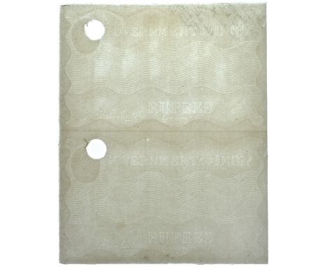 Government of India, an uncut pair of trial watermarks for the Victoria Portrait notes of 1861-67, paper the same as the issu