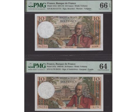Banque de France, 10 Francs, ND (1963-73), serial number G.178 28124, also 10 Francs, 8 November 1973, serial number R.918 31