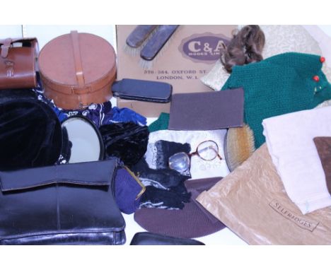 A COLLECTION OF VINTAGE CLOTHING a leather collar case etc