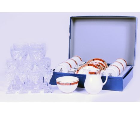 A BOXED SIX PIECE ROYAL WORCESTER PORCELAIN COFFEE SET together with a matching milk jug and sugar bowl and a collection of c