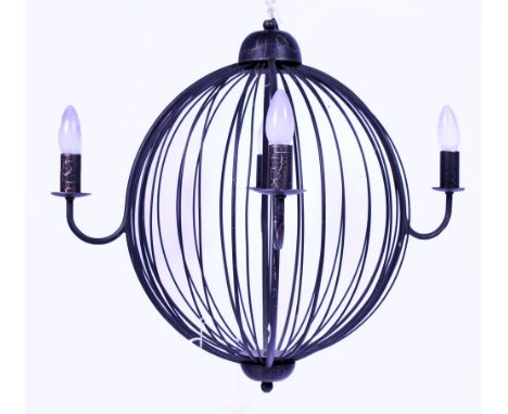 A FOUR LIGHT ELECTROLIER  of oval cage form 55cm in height