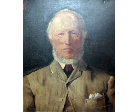A 19TH CENTURY PORTRAIT OF GEORGE BELBEN husband of Emily Creswell, 1851, oil on canvas, monogrammed MF?, 60cm x 50cm, mounte