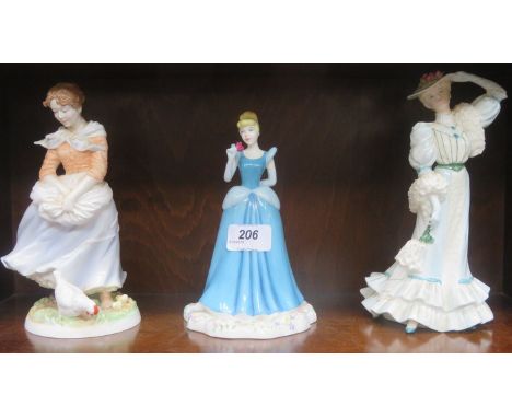 ROYAL DOULTON CINDERELLA FIGURE, COALPORT GOLDEN AGE FIGURE PLUS ROYAL WORCESTER OLD COUNTRY WAYS FIGURE 