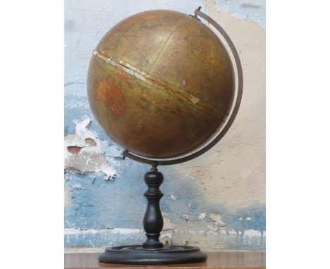 VINTAGE GEOGRAPHICA 12in TERRESTRIAL GLOBE ON EBONISED STAND, APPROXIMATELY 52cm HIGH