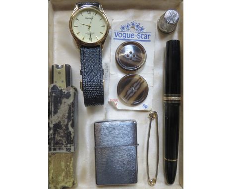 MIXED LOT INCLUDING SOVEREIGN SCALES, LIGHTER AND MONT BLANC PEN CASING, ETC. 