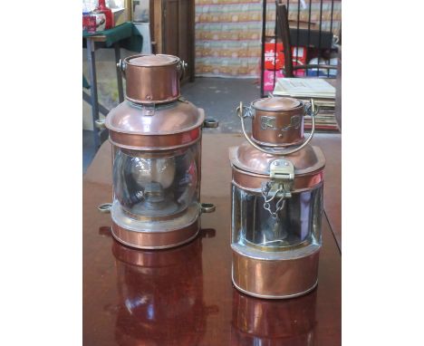 TWO VINTAGE COPPER SHIP'S LIGHTS
