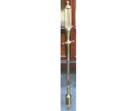 VINTAGE BRASS SHIP'S BAROMETER BY BURKE &amp; JONES, BRISTOL, No 620, APPROXIMATELY 96cm HIGH