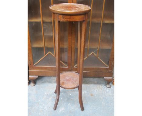 INLAID MAHOGANY TWO TIER PLANT STAND 
