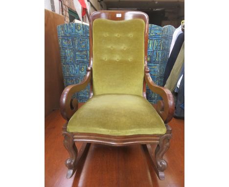 VICTORIAN BUTTON BACK ROCKING CHAIR 