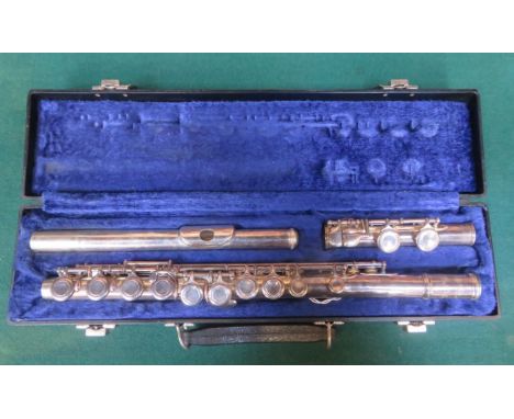 CASED VINTAGE SECTIONAL SILVER COLOURED 'JUPITER' FLUTE